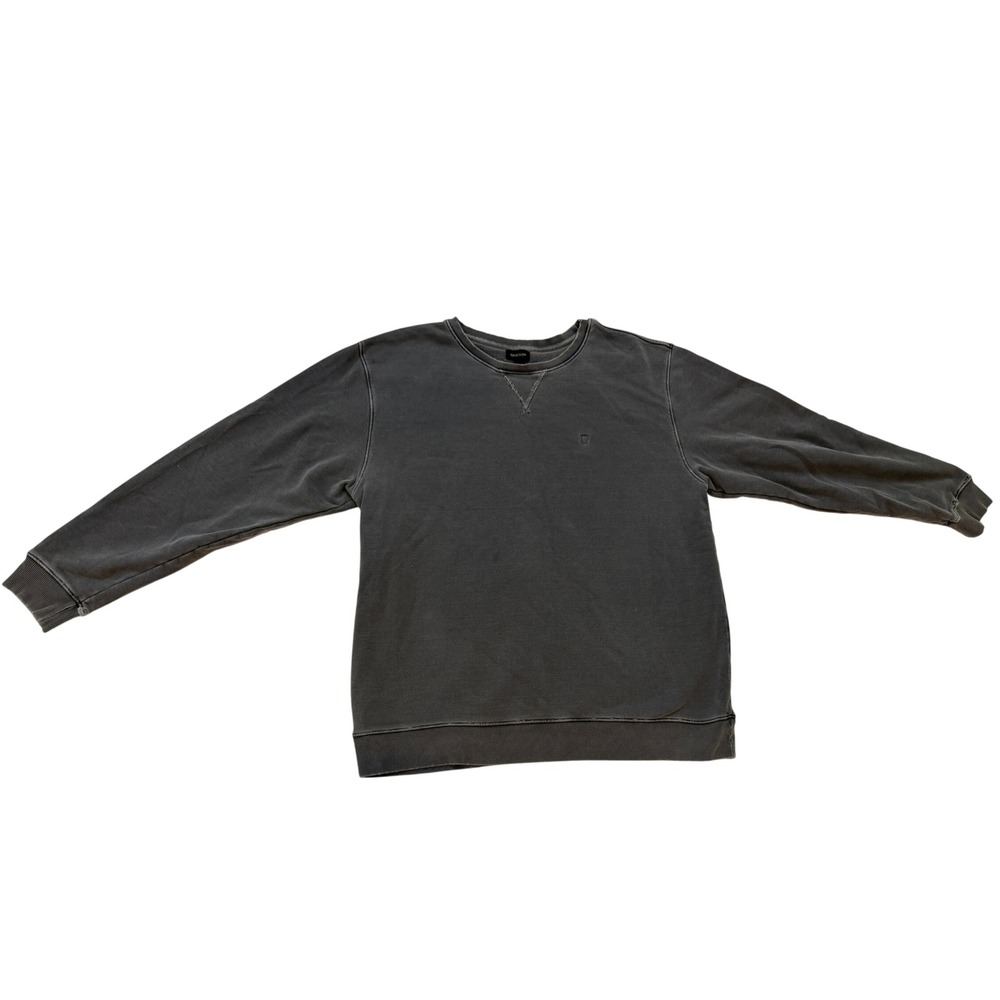 Brixton Mens XXL Crewneck Sweatshirt Washed Charcoal Gray Distressed Pullover